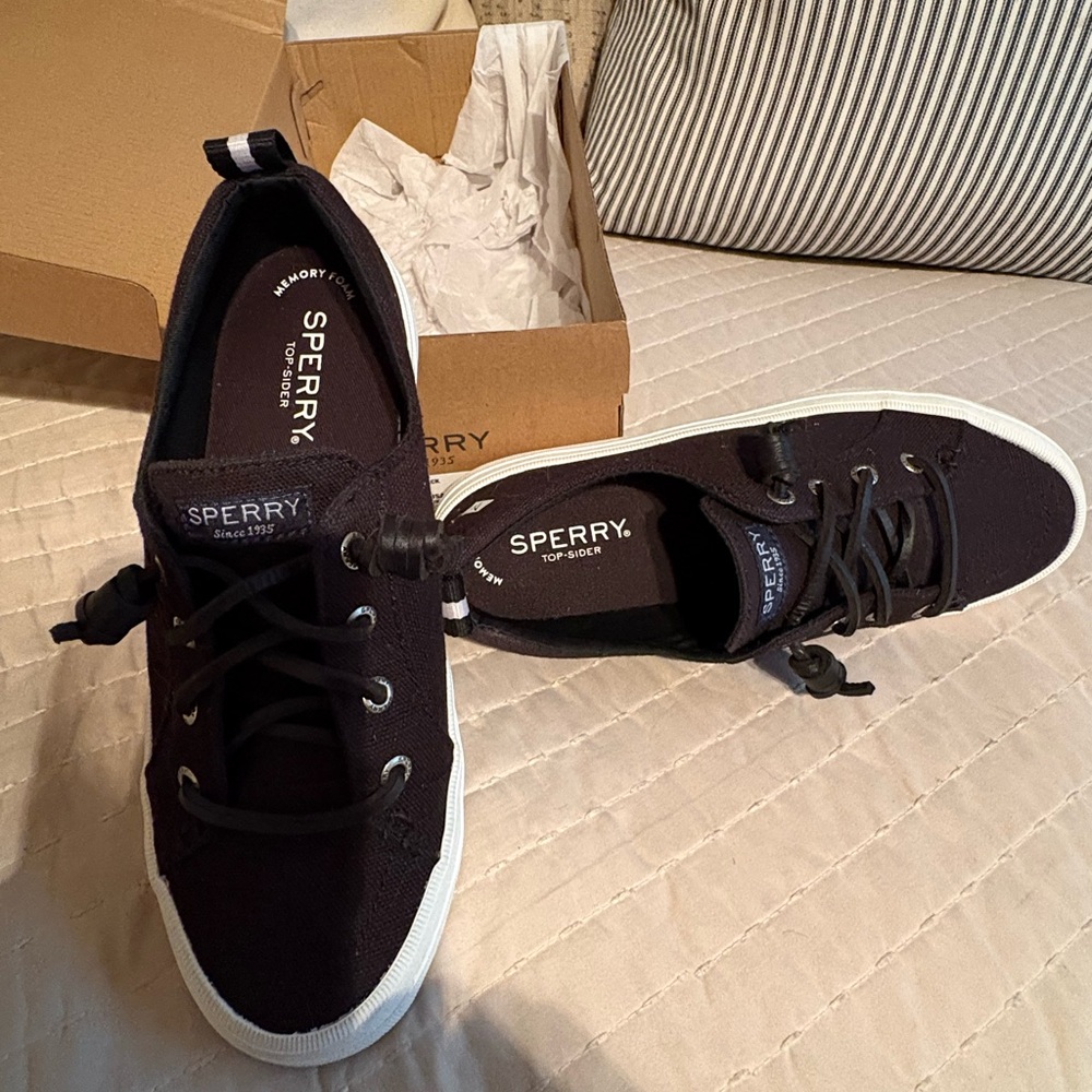 Sperry Women's Crest Vibe Linen Black 6M Like New - Picture 2 of 6